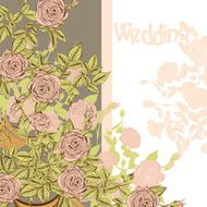 Wedding card with hand drawn roses