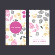 Vector abstract pink yellow and gray leaves vertical round frame N2