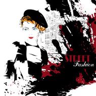 Fashion girl in sketch-style N178