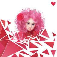 Geometric portrait of a girl with pink hair N2
