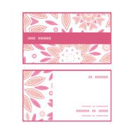Vector pink abstract flowers horizontal stripe frame pattern business cards N2