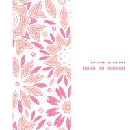 Vector pink abstract flowers vertical frame seamless pattern background