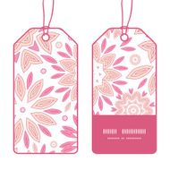 Vector pink abstract flowers vertical stripe frame pattern tags set