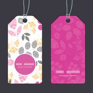 Vector abstract pink yellow and gray leaves vertical round frame N3