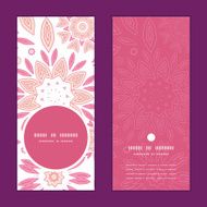 Vector pink abstract flowers vertical round frame pattern invitation greeting N2