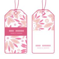 Vector pink abstract flowers vertical stripe frame pattern tags set N2