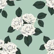 Classic vintage seamless pattern with white roses