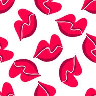 Pink lips seamless pattern on a background N3
