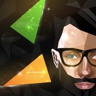 illustration with man face in polygonal style modern poster of