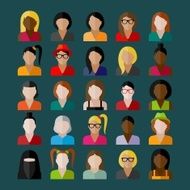 women appearance icons people flat icons collection N7