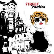 Fashion girl in sketch-style N186