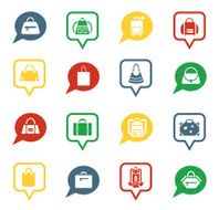 Bag icons in speech bubbles for app