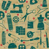 Scratched retro sewing and tailoring seamless pattern
