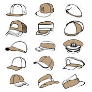 cap set isolated on white hat icon vector baseball rap N8