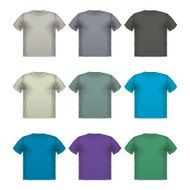 Set of colorful male t-shirts Vector wear printing isolated N2