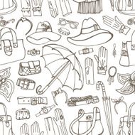 Outline Vector Female Accessories seamless pattern