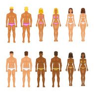 vector young woman and guy in underwear Body templates
