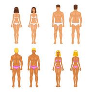 vector young woman and guy in underwear Body templates N2