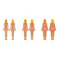 Fat and thin woman vector illustration normal anorexia body N10