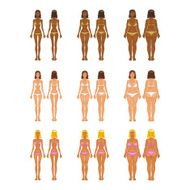 Fat and thin woman vector illustration normal anorexia body N11