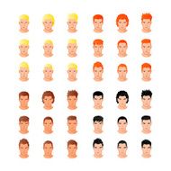 Set different hair style young men portraits isolated vector illustrations N3