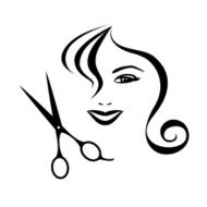 Woman and scissors design for hair salon