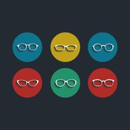 Vector black glasses icons set on white background