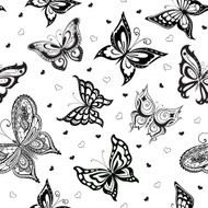 background of silhouette abstract butterflies with hearts
