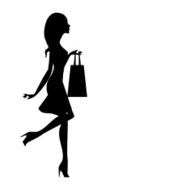Silhouette of a girl with shopping bag