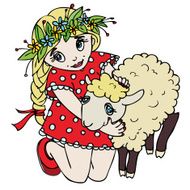 cute little girl hugging a lamb N2