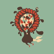 Flower with colorful squares and triangles inside
