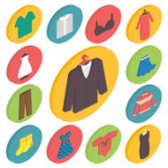 Clothing icons 3d isometric vector