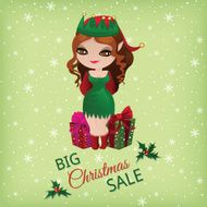 Christmas sale with cute elf