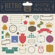 Retro design elements hipster style infographic color set 8