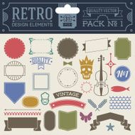 Retro design elements hipster style infographic color set 1