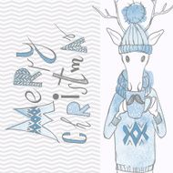 Christmas Background And Greeting Card With Deer N5