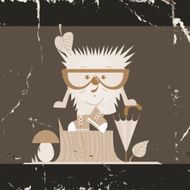 Cartoon Hedgehog Hipster Style N3
