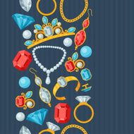 Seamless pattern with beautiful jewelry and precious stones