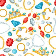 Seamless pattern with beautiful jewelry and precious stones N2