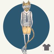 Hand Drawn Fashion Portrait Of Hipster Cat