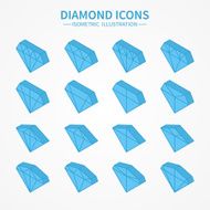 Set of diamond web icons symbol sign in isometric style N2