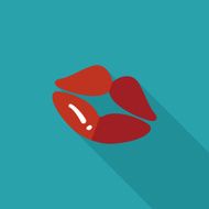 Valentine's Day lip flat icon with long shadow eps10 N17