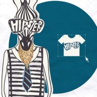 Hand Drawn Fashion Portrait Of Hipster Zebra N3