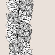 Contrast Vertical Seamless Pattern With Leaves And Tulips N2