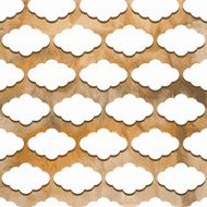 Vector Seamless Pattern with Clouds on watercolor winter backgr N2