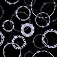 Glowing silver chain circles on black background
