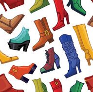 Colored women&#039;s boots shoes seamless pattern