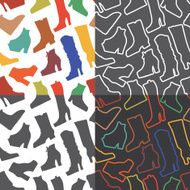 Colored women&#039;s boots shoes seamless patterns