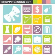 flatten design shopping icons set