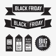 Black friday banner offer flat elements label design